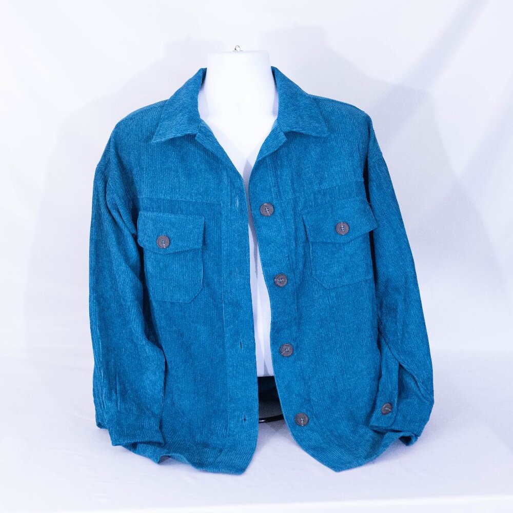 Zenana Corduroy Blue Shacket